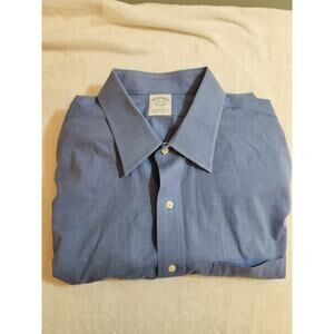Brooks Brothers Shirt Mens 17.5 35 Blue Long Sleeve Business Work Dress Preppy